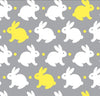 Premium Anti-Pill Bedtime Bunny Grey Yellow Fleece B967