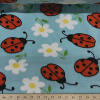 Lady Bugs On Aqua Fleece