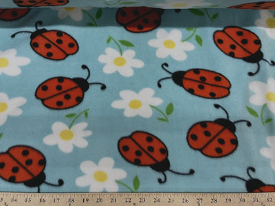Lady Bugs On Aqua Fleece