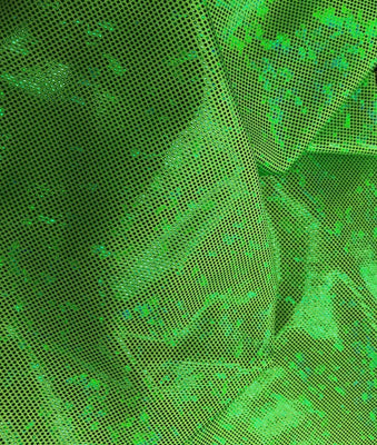 Metallic Hologram Foil Spandex DARK LIME