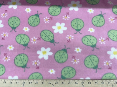 Lady Bugs On Hot Pink Fleece