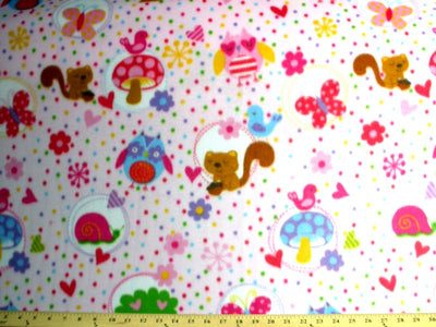 Premium Anti-Pill Squirrels Dots Pink Fleece 176