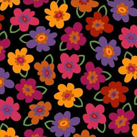 Anti-Pill Pop Floral Black Fleece 488