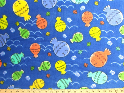 Premium Anti-Pill Fish On Blue Fleece 520