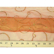 Embroidered Swirl Sequins Organza ORANGE EM-16