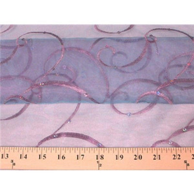Embroidered Swirl Sequins Organza PURPLE TURQUOISE EM-28