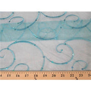 Embroidered Swirl Sequins Organza TURQUOISE EM-20