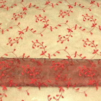 Embroidered Vine Organza BURGUNDY/RED