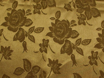 Floral Satin Brocade Medium Rose Camel Gold