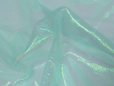 Irridescent Crinkled Barbie Organza Aqua