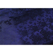 Floral Satin Brocade Medium Rose Navy Blue "LAST PIECE MEASURES 1 YARD 16 INCHES"