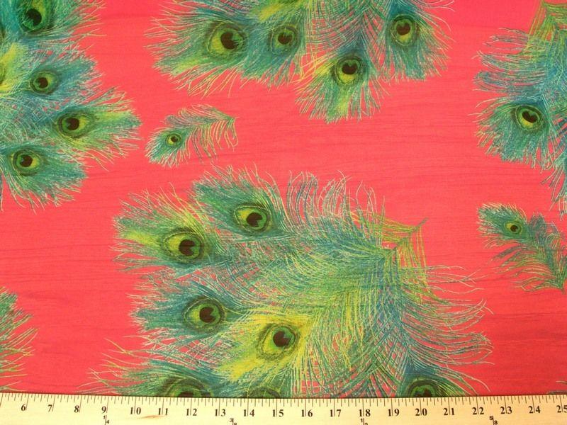 Printed Chiffon PEACOCK CORAL