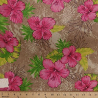 Koshibo Prints Tan Hot Pink Hibiscus KO-2