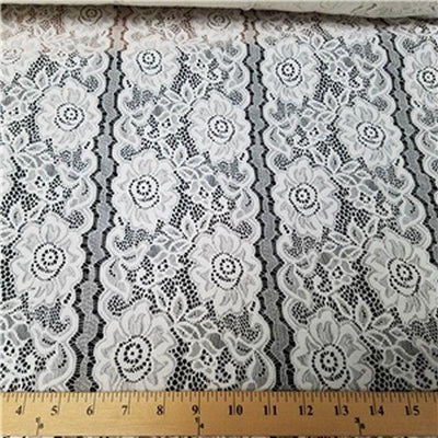 Floral Stripe Stretch Lace IVORY SL-75