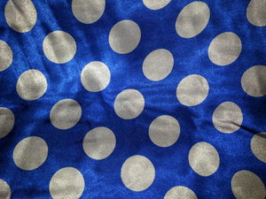 Polka Dot Charmeuse Satin ROYAL BLUE WHITE SP-113