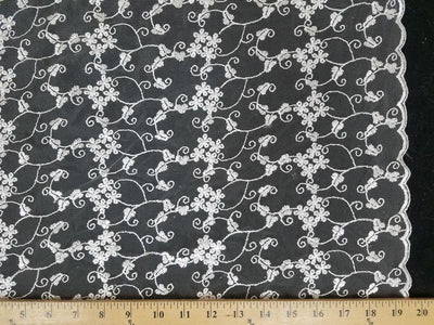 White Fancy Embroidery Mesh Lace White FEM-15