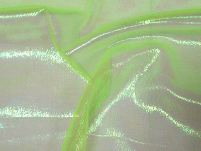 Irridescent Crinkled Barbie Organza Lime