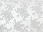 Floral Satin Brocade Medium Rose White