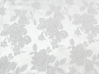 Floral Satin Brocade Medium Rose White