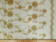Colored Fancy Embroidery Mesh Lace Gold FEM-9