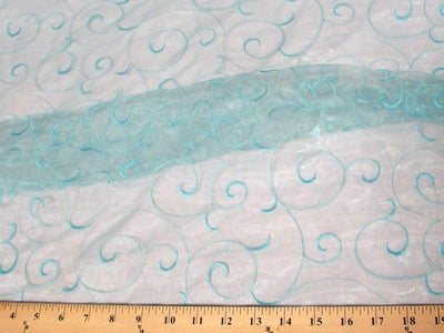 Embroidered Organza AQUA