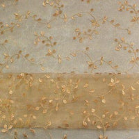 Embroidered Vine Organza Gold