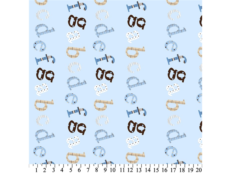 Premium Anti-Pill ABC Wiggly Stripe Blue Fleece 593