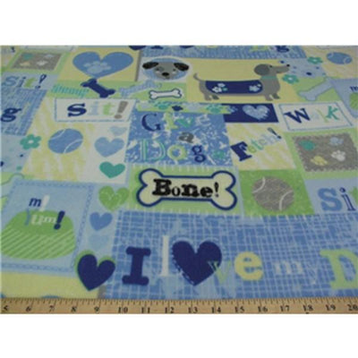 Premium Anti-Pill Yellow Blue Dogs Fleece 59