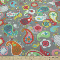 Premium Anti-Pill Paisley On Gray Fleece 62