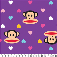 Premium Anti-Pill Paul Frank Julius Hearts Purple Fleece 658