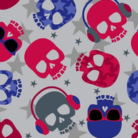 Premium Anti-Pill Rock Out Skulls Silver Blue Fleece 717