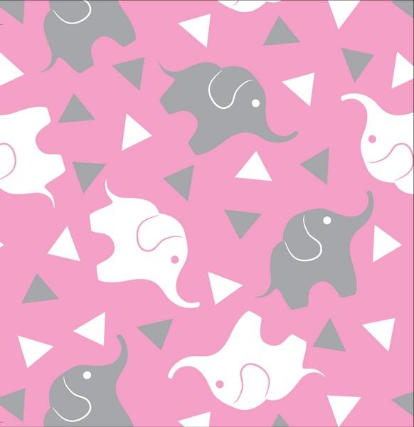 Premium Anti-Pill Elephant Confetti Pink Grey Fleece 753