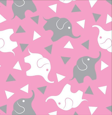 Premium Anti-Pill Elephant Confetti Pink Grey Fleece 753