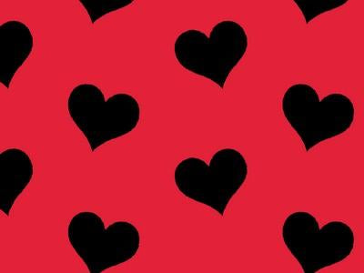 Anti-Pill Black Hearts On Red Fleece 75
