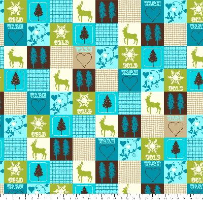 Premium Anti-Pill Winter Patchwork Teal Green Fleece 84