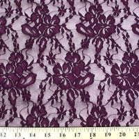 Flower Stretch Lace PLUM SL-15 LAST PIECE MEASURES 32 INCHES