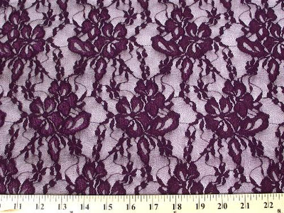 Flower Stretch Lace PLUM SL-15 LAST PIECE MEASURES 32 INCHES