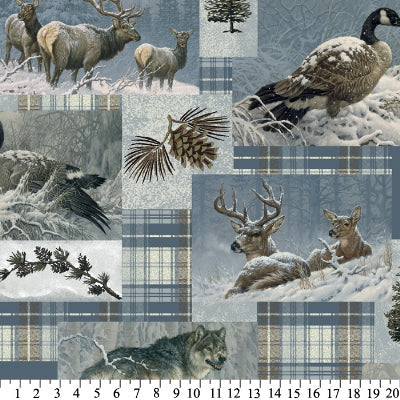 Premium Anti-Pill Larry Fanning Winter Animal Patchwork Fleece 452