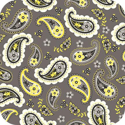 Paisley Charmeuse Satin LEMON SILVER 