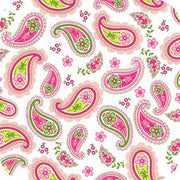 Paisley Charmeuse Satin HOT PINK JADE "Last piece measures 25 inches"
