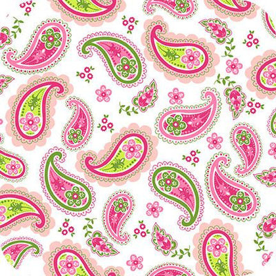 Paisley Charmeuse Satin HOT PINK JADE 