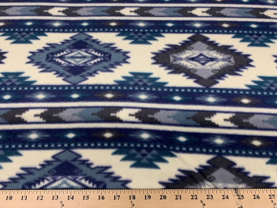 Anti Pill Southwest Stripe Blue Fleece A27