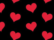 Anti-Pill Red Hearts On Black Fleece A89