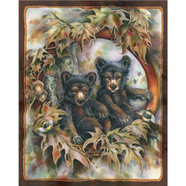 Anti-Pill Jody Bergsma Bears & Bees Fleece Panel B686 "PANEL HAS CREASES FROM THE CARDBOARD BOLT"