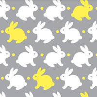 Premium Anti-Pill Bedtime Bunny Grey Yellow Fleece B967