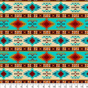 Tribal Stripe Turquoise Rust Fleece B990