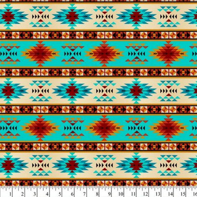Tribal Stripe Turquoise Rust Fleece B990