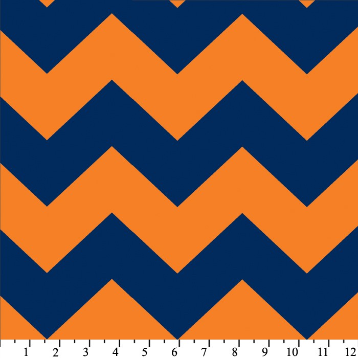 Premium Anti-Pill Chevron Stripes Blue Orange Fleece 411