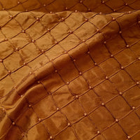 Embroidered W/Beads Pintuck Silk Dupioni 50" COPPER