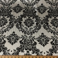 Damask Black White Charmeuse Satin